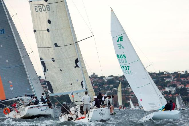 Sailing to windward in the westerly - Land Rover Winter Series 2015 © David Brogan, www.sailpix.com.au